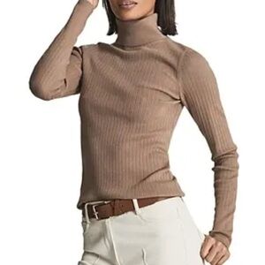 REISS Nicola Ribbed Turtleneck Wool Blend Mocha Fall Classic Contemporary Soft